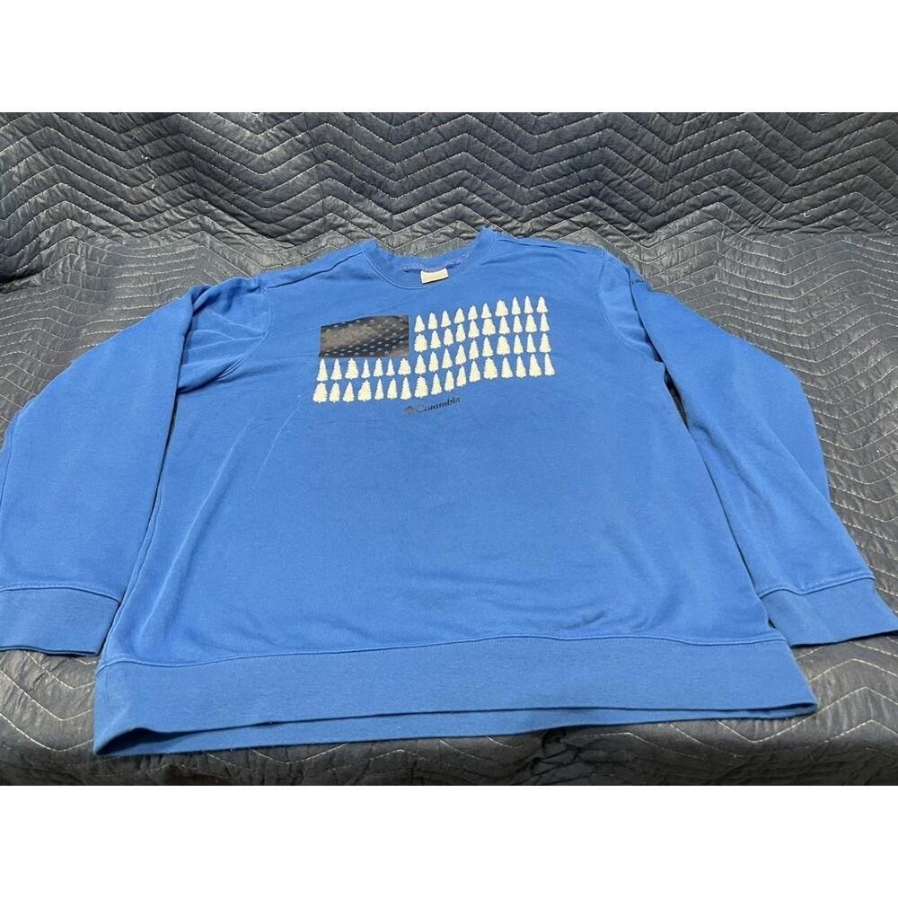 Columbia Men's XL Blue Flag Tree Graphic Crewneck Sweatshirt‎ Pullover